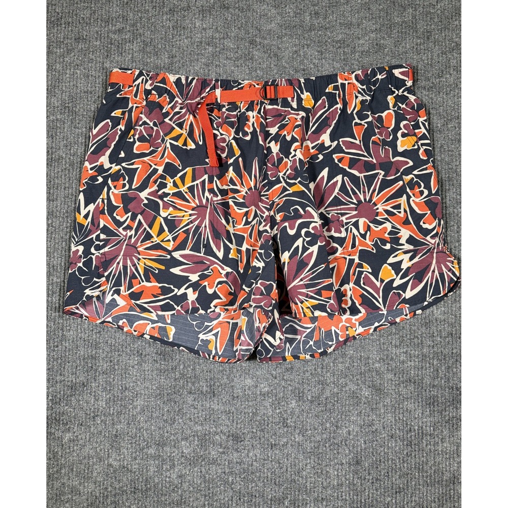 REI Co-op Women 3XL Abstract Floral Trail Shorts Navy Orange Belted Hiking NWT
